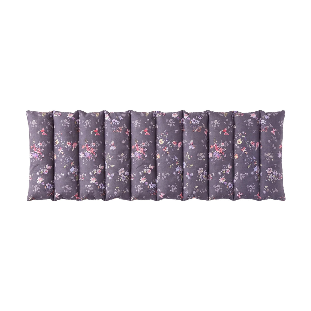 Langes Roggenkissen Lila mit Blümchen und Schmetterlingen – Produktfoto