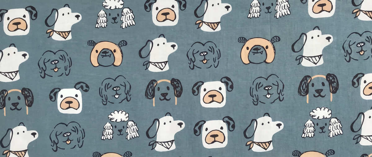 Hunde Blau / Grau – Stoffdetail